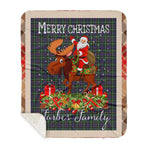 Personalized Gift Plaid Tartan Blanket Clan Forbes of Druinnor With Moose Lover Xmas Gift Santa Riding Buffalo Plaid Christmas Sherpa Blanket