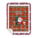 Personalized Gift Tartan Plaid Blanket Clan Morrison Red Ancient With Funny Santa Snowman Reindeer Merry Christmas Gift Sherpa Blanket, blue plaid sherpa blanket,blue tartan sherpa blanket,Buchan,buffalo plaid sherpa blanket,christmas sherpa blanket,Christmas Throw Blanket