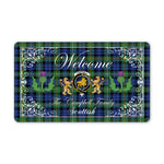 Doormat - Welcome Mat Scottish Clan Campbell Argyll Ancient Tartan Door Mat, Plaid Doormat With Thistle and Two Lion Scottish