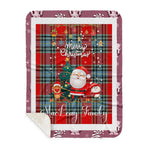 Personalized Gift Tartan Plaid Blanket Clan MacLeay With Funny Santa Snowman Reindeer Merry Christmas Gift Sherpa Blanket, blue plaid sherpa blanket,blue tartan sherpa blanket,Buchan,buffalo plaid sherpa blanket,christmas sherpa blanket,Christmas Throw Blanket