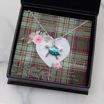Sea Turtle Necklace Gift for My Beautiful Girlfriend Valentines Necklace Clan MacAndrew Tartan Blue Turtle Necklace