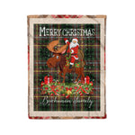 Personalized Gift Plaid Tartan Blanket Clan Buchanan Hunting With Moose Lover Xmas Gift Santa Riding Christmas Fleece Blanket