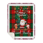 Personalized Gift Tartan Plaid Blanket Clan Stewart Atholl Modern With Funny Santa Snowman Reindeer Merry Christmas Gift Sherpa Blanket, blue plaid sherpa blanket,blue tartan sherpa blanket,Buchan,buffalo plaid sherpa blanket,christmas sherpa blanket,Christmas Throw Blanket