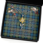To My Beautiful Soulmate Sunflower Necklace In Your Eyes I Have Found My Home Clan Colquhoun Ancient Tartan Jewelry For Girlfriend, Tartan Sunflower Pendant Necklace, Scottish Tartan Jewelry, valentine necklace, necklace girlfriend, necklace for wife, cute necklaces for girlfriend, jewelry for girlfriend, to my soulmate necklace, to my future wife necklace