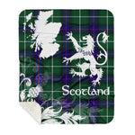 Sherpa Blanket - Tartan Blanket Thistle and Lion Scottish Clan MacDonald Of The Isles Hunting Modern Plaid Blanket, plaid sherpa blanket queen,purple sherpa blanket,queen sherpa blanket,queen size sherpa blanket,red sherpa blanket,scottish tartan blankets,sherpa blanket,sherpa christmas blanket