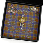 To My Beautiful Soulmate Sunflower Necklace In Your Eyes I Have Found My Home Clan Balfour Modern Tartan Jewelry For Girlfriend, Tartan Sunflower Pendant Necklace, Scottish Tartan Jewelry, valentine necklace, necklace girlfriend, necklace for wife, cute necklaces for girlfriend, jewelry for girlfriend, to my soulmate necklace, to my future wife necklace