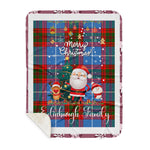 Personalized Gift Tartan Plaid Blanket Clan Edinburgh With Funny Santa Snowman Reindeer Merry Christmas Gift Sherpa Blanket, blue plaid sherpa blanket,blue tartan sherpa blanket,Buchan,buffalo plaid sherpa blanket,christmas sherpa blanket,Christmas Throw Blanket