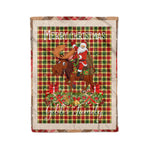 Personalized Gift Plaid Tartan Blanket Clan Gibbs With Moose Lover Xmas Gift Santa Riding Christmas Fleece Blanket