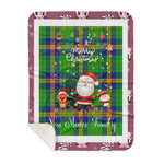 Personalized Gift Tartan Plaid Blanket Clan New Mexico With Funny Santa Snowman Reindeer Merry Christmas Gift Sherpa Blanket, blue plaid sherpa blanket,blue tartan sherpa blanket,Buchan,buffalo plaid sherpa blanket,christmas sherpa blanket,Christmas Throw Blanket