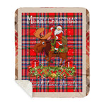 Personalized Gift Plaid Tartan Blanket Clan MacFarlane Modern With Moose Lover Xmas Gift Santa Riding Buffalo Plaid Christmas Sherpa Blanket