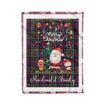 Personalized Gift Tartan Plaid Blanket Clan Macdonald With Funny Santa Snowman Reindeer Merry Christmas Fleece Blanket, Home Living Room, Plaid Blanket, Tartan Blanket, Scottish Blanket, Buffalo fleece blanket, Christmas Blanket-Recovered