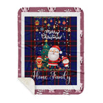 Personalized Gift Tartan Plaid Blanket Clan Home Modern With Funny Santa Snowman Reindeer Merry Christmas Gift Sherpa Blanket, blue plaid sherpa blanket,blue tartan sherpa blanket,Buchan,buffalo plaid sherpa blanket,christmas sherpa blanket,Christmas Throw Blanket