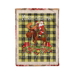 Personalized Gift Plaid Tartan Blanket Clan Barclay Dress Modern With Moose Lover Xmas Gift Santa Riding Christmas Fleece Blanket