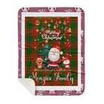 Personalized Gift Tartan Plaid Blanket Clan Menzies With Funny Santa Snowman Reindeer Merry Christmas Gift Sherpa Blanket, blue plaid sherpa blanket,blue tartan sherpa blanket,Buchan,buffalo plaid sherpa blanket,christmas sherpa blanket,Christmas Throw Blanket