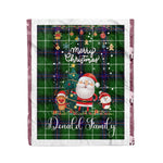 Personalized Gift Tartan Plaid Blanket Clan Donald MacDonald With Funny Santa Snowman Reindeer Merry Christmas Fleece Blanket, Home Living Room, Plaid Blanket, Tartan Blanket, Scottish Blanket, Buffalo fleece blanket, Christmas Blanket