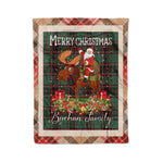 Personalized Gift Plaid Tartan Blanket Clan Buchan Ancient With Moose Lover Xmas Gift Santa Riding Christmas Fleece Blanket
