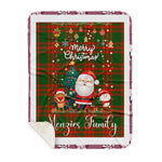 Personalized Gift Tartan Plaid Blanket Clan Menzies With Funny Santa Snowman Reindeer Merry Christmas Gift Sherpa Blanket, blue plaid sherpa blanket,blue tartan sherpa blanket,Buchan,buffalo plaid sherpa blanket,christmas sherpa blanket,Christmas Throw Blanket