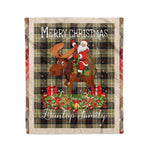 Personalized Gift Plaid Tartan Blanket Clan Dunlop Hunting With Moose Lover Xmas Gift Santa Riding Christmas Fleece Blanket