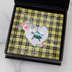 Sea Turtle Necklace Gift for My Beautiful Girlfriend Valentines Necklace Clan Barclay Dress Modern Tartan Blue Turtle Necklace