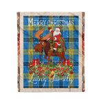 Personalized Gift Plaid Tartan Blanket Clan Laing With Moose Lover Xmas Gift Santa Riding Christmas Fleece Blanket