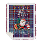 Personalized Gift Tartan Plaid Blanket Clan RCAF With Funny Santa Snowman Reindeer Merry Christmas Gift Sherpa Blanket, blue plaid sherpa blanket,blue tartan sherpa blanket,Buchan,buffalo plaid sherpa blanket,christmas sherpa blanket,Christmas Throw Blanket