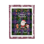 Personalized Gift Tartan Plaid Blanket Clan Blair With Funny Santa Snowman Reindeer Merry Christmas Fleece Blanket, Home Living Room, Plaid Blanket, Tartan Blanket, Scottish Blanket, Buffalo fleece blanket, Christmas Blanket