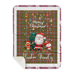 Personalized Gift Tartan Plaid Blanket Clan Hunter 1819 With Funny Santa Snowman Reindeer Merry Christmas Gift Sherpa Blanket, blue plaid sherpa blanket,blue tartan sherpa blanket,Buchan,buffalo plaid sherpa blanket,christmas sherpa blanket,Christmas Throw Blanket