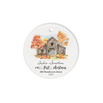 Scotstee Shop - Custom Name Family Our New Home Rustic Barn Christmas Ceramic Ornament