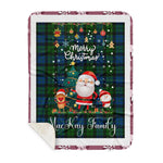 Personalized Gift Tartan Plaid Blanket Clan MacKay With Funny Santa Snowman Reindeer Merry Christmas Gift Sherpa Blanket, blue plaid sherpa blanket,blue tartan sherpa blanket,Buchan,buffalo plaid sherpa blanket,christmas sherpa blanket,Christmas Throw Blanket