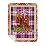 Personalized Gift Plaid Tartan Blanket Clan MacPherson Hunting Modern With Moose Lover Xmas Gift Santa Riding Plaid Christmas Sherpa Blanket