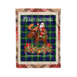 Personalized Gift Plaid Tartan Blanket Clan Bannerman With Moose Lover Xmas Gift Santa Riding Christmas Fleece Blanket