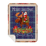 Personalized Gift Plaid Tartan Blanket Clan MacCormick With Moose Lover Xmas Gift Santa Riding Buffalo Plaid Christmas Sherpa Blanket - Sherpa Blanket