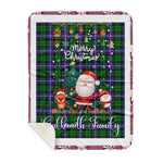 Scotstee Shop - Personalized Gift Tartan Plaid Blanket Clan Galbraith Modern With Funny Santa Snowman Reindeer Merry Christmas Gift Sherpa Blanket