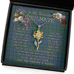 To My Beautiful Soulmate Sunflower Necklace In Your Eyes I Have Found My Home Clan Broun Tartan Jewelry For Girlfriend, Tartan Sunflower Pendant Necklace, Scottish Tartan Jewelry, valentine necklace, necklace girlfriend, necklace for wife, cute necklaces for girlfriend, jewelry for girlfriend, to my soulmate necklace, to my future wife necklace