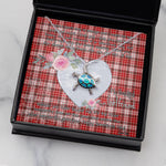 Sea Turtle Necklace Gift for My Beautiful Girlfriend Valentines Necklace Clan MacDougall Dress Tartan Blue Turtle Necklace