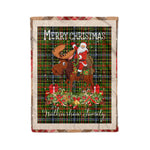Personalized Gift Plaid Tartan Blanket Clan Walkinshaw With Moose Lover Xmas Gift Santa Riding Christmas Fleece Blanket