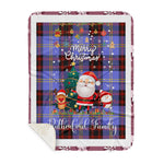 Personalized Gift Tartan Plaid Blanket Clan Rutherford With Funny Santa Snowman Reindeer Merry Christmas Gift Sherpa Blanket, blue plaid sherpa blanket,blue tartan sherpa blanket,Buchan,buffalo plaid sherpa blanket,christmas sherpa blanket,Christmas Throw Blanket