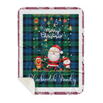Personalized Gift Tartan Plaid Blanket Clan Blackwatch Ancient With Funny Santa Snowman Reindeer Merry Christmas Gift Sherpa Blanket, blue plaid sherpa blanket,blue tartan sherpa blanket,Buchan,buffalo plaid sherpa blanket,christmas sherpa blanket,Christmas Throw Blanket