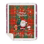 Personalized Gift Tartan Plaid Blanket Clan MacAulay Ancient With Funny Santa Snowman Reindeer Merry Christmas Gift Sherpa Blanket, blue plaid sherpa blanket,blue tartan sherpa blanket,Buchan,buffalo plaid sherpa blanket,christmas sherpa blanket,Christmas Throw Blanket