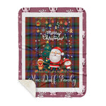 Personalized Gift Tartan Plaid Blanket Clan MacDuff Hunting Modern With Funny Santa Snowman Reindeer Merry Christmas Gift Sherpa Blanket, blue plaid sherpa blanket,blue tartan sherpa blanket,Buchan,buffalo plaid sherpa blanket,christmas sherpa blanket,Christmas Throw Blanket