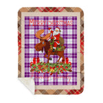 Personalized Gift Plaid Tartan Blanket Clan Dunlop Dress With Moose Lover Xmas Gift Santa Riding Buffalo Plaid Christmas Sherpa Blanket