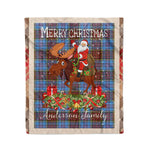 Personalized Gift Plaid Tartan Blanket Clan Anderson Modern With Moose Lover Xmas Gift Santa Riding Christmas Fleece Blanket