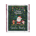 Personalized Gift Tartan Plaid Blanket Clan Gordon Modern With Funny Santa Snowman Reindeer Merry Christmas Fleece Blanket, Christmas Blanket, Plaid Blanket, Tartan Blanket,Scottish Blanket