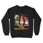 Gnomes Happy Hallothanksmas Halloween And Merry Christmas Womens Halloween Sweatshirts, Halloween Sweatshirt Plus Size - Scotstee Shop