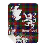 Sherpa Blanket - Tartan Blanket Thistle and Lion Scottish Clan Tennant Plaid Blanket, plaid sherpa blanket queen,purple sherpa blanket,queen sherpa blanket,queen size sherpa blanket,red sherpa blanket,scottish tartan blankets,sherpa blanket,sherpa christmas blanket