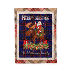 Personalized Gift Plaid Tartan Blanket Clan Wedderburn With Moose Lover Xmas Gift Santa Riding Christmas Fleece Blanket