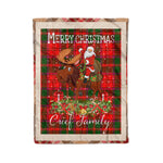 Personalized Gift Plaid Tartan Blanket Clan Crief District With Moose Lover Xmas Gift Santa Riding Christmas Fleece Blanket