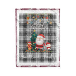 Personalized Gift Tartan Plaid Blanket Clan Sandilands Grey With Funny Santa Snowman Reindeer Merry Christmas Fleece Blanket, Home Living Room, Plaid Blanket, Tartan Blanket, Scottish Blanket, Buffalo fleece blanket, Christmas Blanket