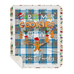 Personalized Gift Tartan Plaid Blanket Clan Stewart Muted Blue With Christmas Cookie Baking Crew Christmas Gift Sherpa Blanket, tartan sherpa blanket,buffalo plaid sherpa blanket,christmas sherpa blanket,Christmas Throw Blanket,green plaid sherpa blanket,green sherpa blanket
