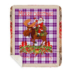 Personalized Gift Plaid Tartan Blanket Clan Dunlop Dress With Moose Lover Xmas Gift Santa Riding Buffalo Plaid Christmas Sherpa Blanket